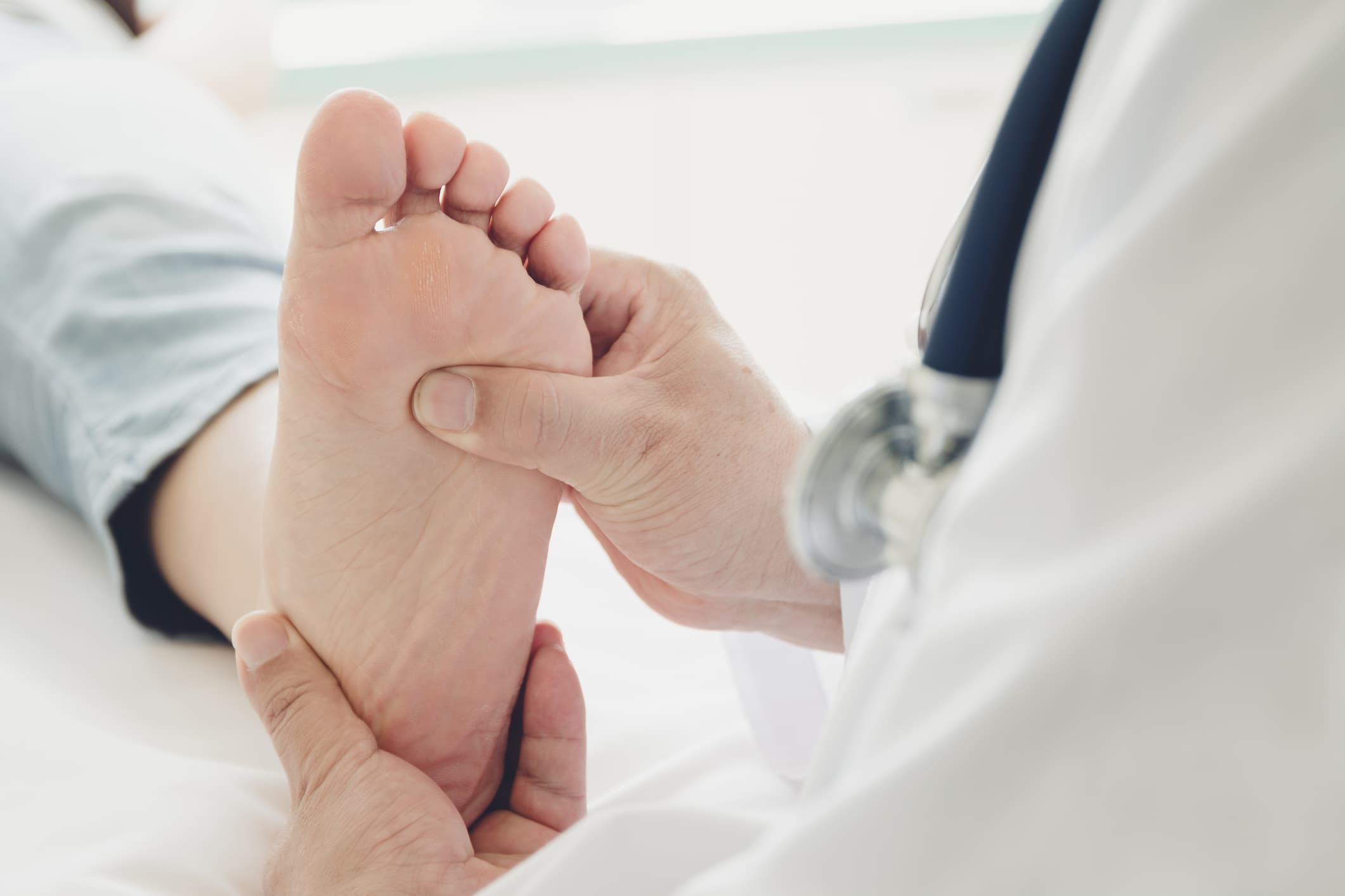 Doctor giving a patient foot treatment Procedure - Thyroidectomy, Complex